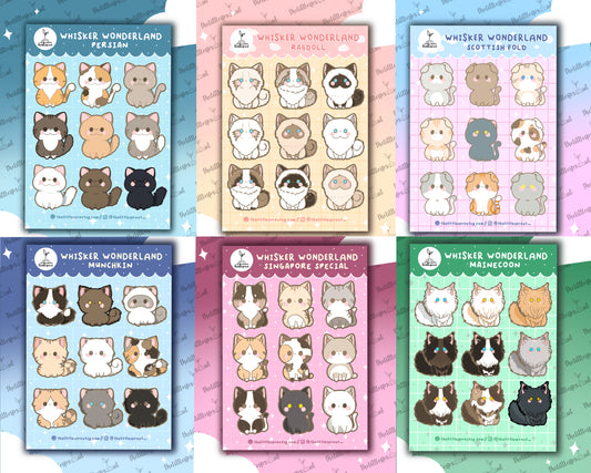 Whisker Wonderland Cat Sticker Sheets (Buy 3 Get 1 Free)
